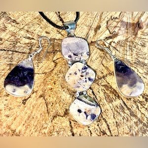 Opal Fluorite Pendant & Earrings